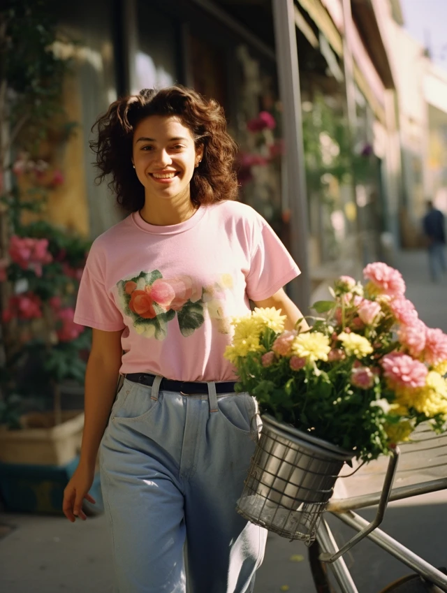MJ v7 Excels: Mexican Woman Flower Delivery Stock Photo - v5.2 - Image 4