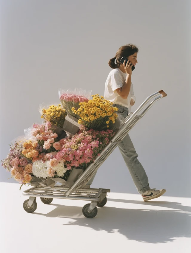 MJ v7 Excels: Mexican Woman Flower Delivery Stock Photo - v7.0 - Image 4