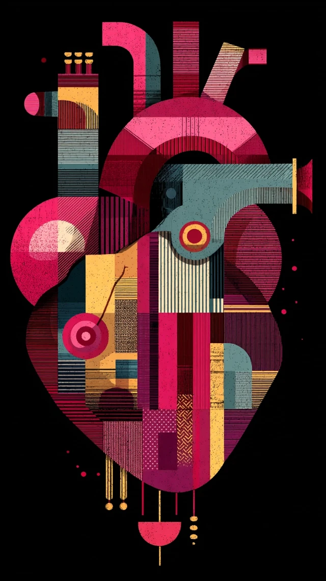 Bauhaus Heart Vector Design: MidJourney Version Comparison - v7.0 - Image 3