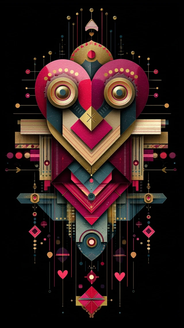 Bauhaus Heart Vector Design: MidJourney Version Comparison - v7.0 - Image 2