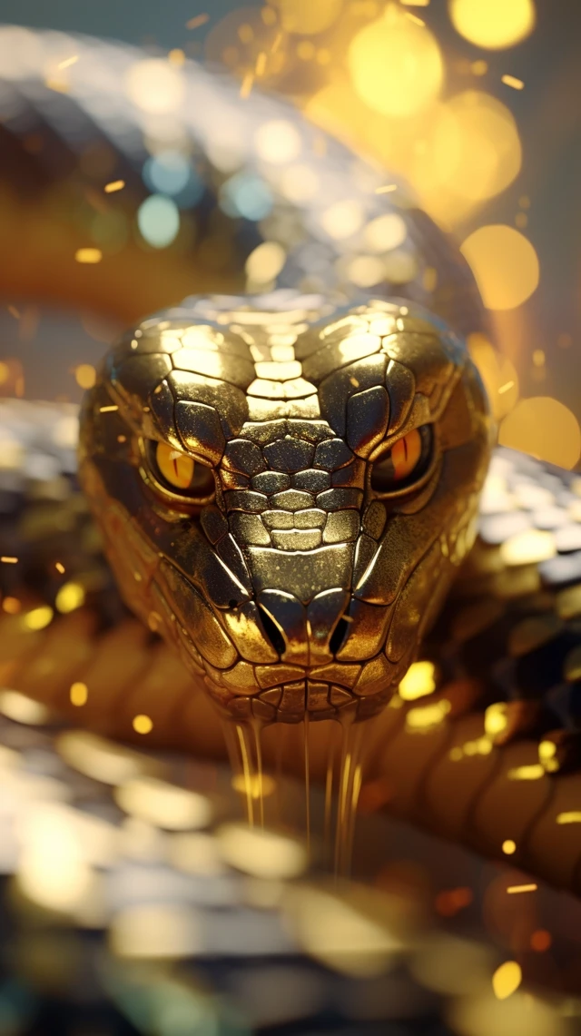 MidJourney Golden Snake Renders: v5.2 vs v6.1 vs v7.0 - v5.2 - Image 3