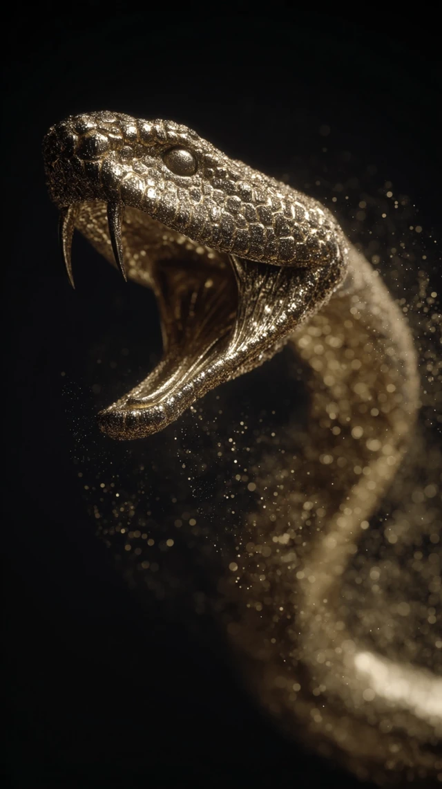 MidJourney Golden Snake Renders: v5.2 vs v6.1 vs v7.0 - v7.0 - Image 3
