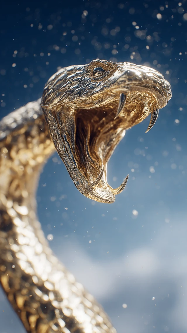 MidJourney Golden Snake Renders: v5.2 vs v6.1 vs v7.0 - v7.0 - Image 2