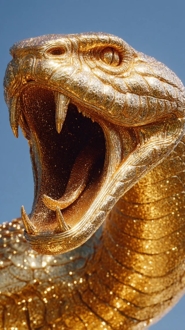 MidJourney Golden Snake Renders: v5.2 vs v6.1 vs v7.0 - v7.0 - Image 4
