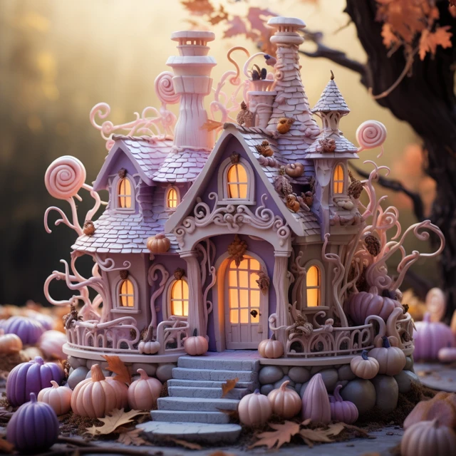 Comparing Pastel Halloween Candy Houses: MidJourney Evolution - v5.2 - Image 2