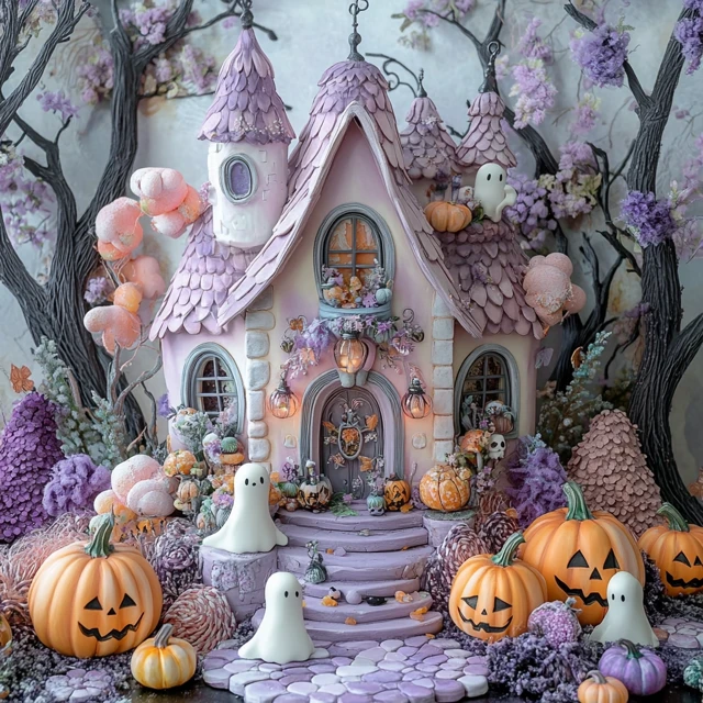 Comparing Pastel Halloween Candy Houses: MidJourney Evolution - v6.1 - Image 2