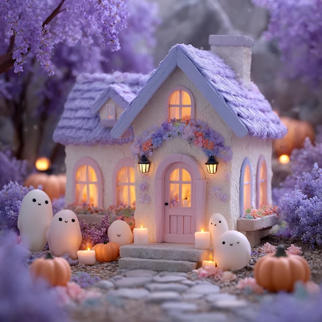 Comparing Pastel Halloween Candy Houses: MidJourney Evolution - v7.0 - Image 3