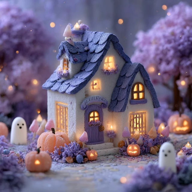 Comparing Pastel Halloween Candy Houses: MidJourney Evolution - v7.0 - Image 2