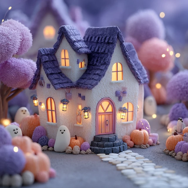 Comparing Pastel Halloween Candy Houses: MidJourney Evolution - v7.0 - Image 4