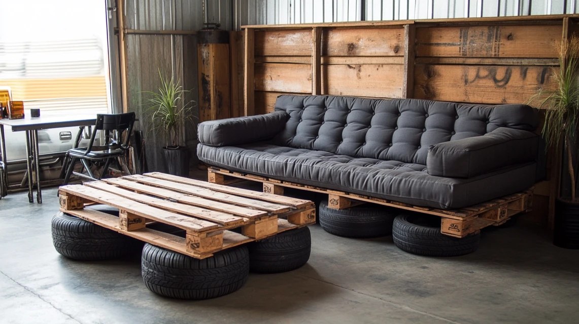 Midjourney’s Best DIY Tire & Pallet Garage Furniture Ideas - v6.1 - Image 2