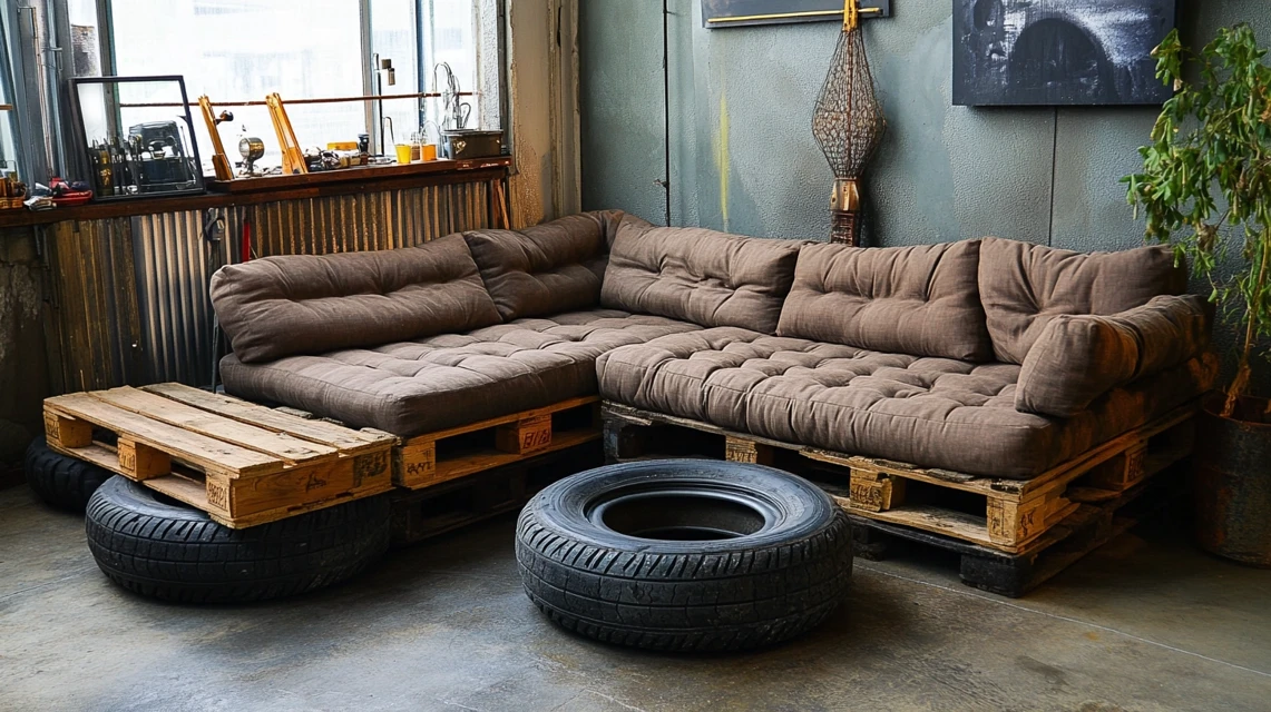 Midjourney’s Best DIY Tire & Pallet Garage Furniture Ideas - v6.1 - Image 4