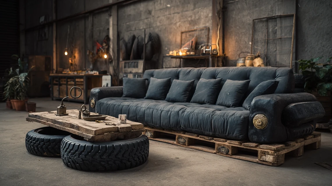 Midjourney’s Best DIY Tire & Pallet Garage Furniture Ideas - v7.0 - Image 2