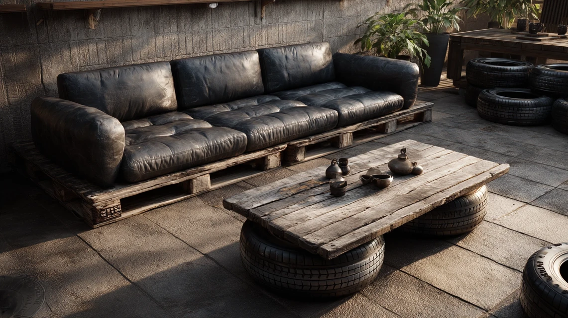 Midjourney’s Best DIY Tire & Pallet Garage Furniture Ideas - v7.0 - Image 3
