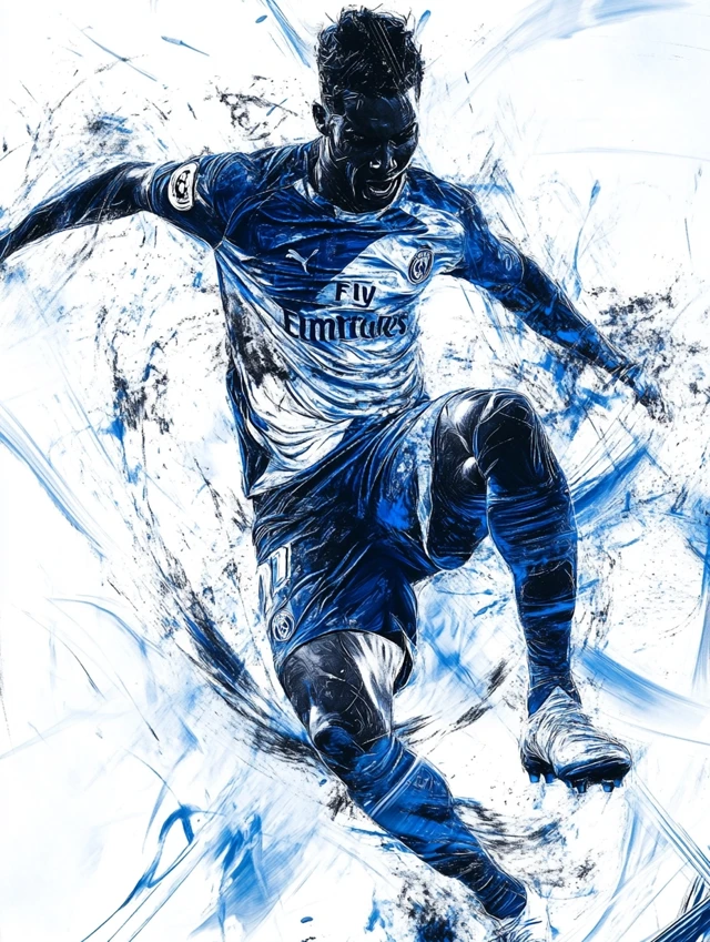 Dynamic Soccer Illustration: Midjourney v5.2 vs v6.1 vs v7.0 - v6.1 - Image 4