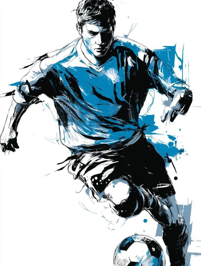 Dynamic Soccer Illustration: Midjourney v5.2 vs v6.1 vs v7.0 - v7.0 - Image 2