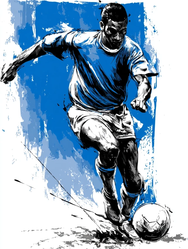 Dynamic Soccer Illustration: Midjourney v5.2 vs v6.1 vs v7.0 - v7.0 - Image 4