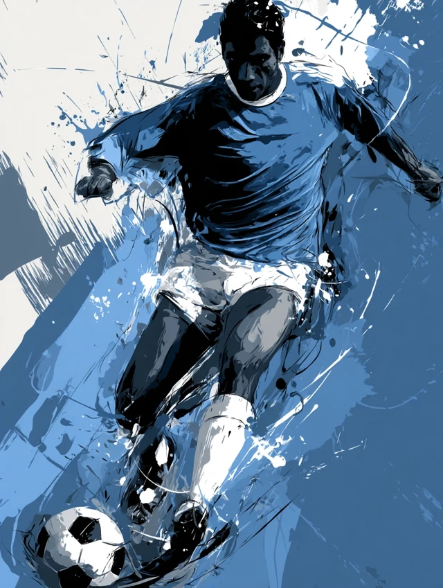 Dynamic Soccer Illustration: Midjourney v5.2 vs v6.1 vs v7.0 - v7.0 - Image 3