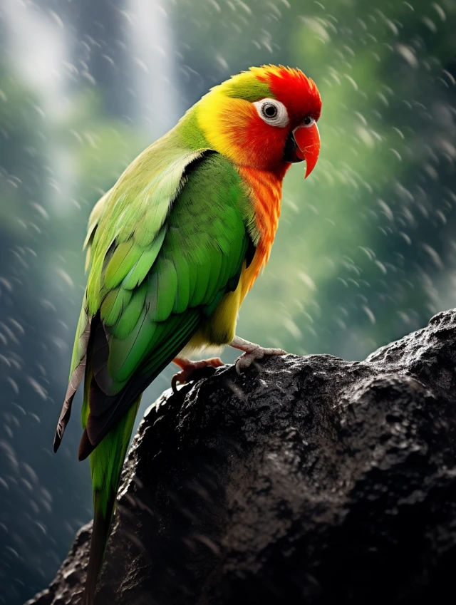 Rainforest Lovebird Photography: MidJourney v5.2 vs v6.1 vs v7.0 - v5.2 - Image 2
