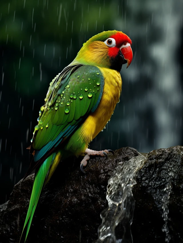 Rainforest Lovebird Photography: MidJourney v5.2 vs v6.1 vs v7.0 - v5.2 - Image 4