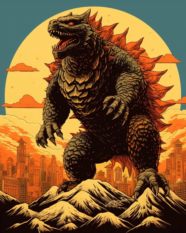 Evolution of Vintage Japanese Catzilla Movie Posters in MidJourney - v5.2 - Image 2