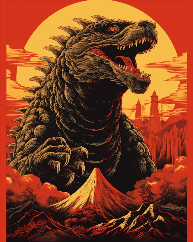 Evolution of Vintage Japanese Catzilla Movie Posters in MidJourney - v5.2 - Image 1